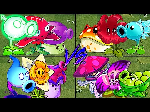 Random 4 Team Pea + Flower + Mushroom - Who Will Win? - PvZ2 Team Plants Battles