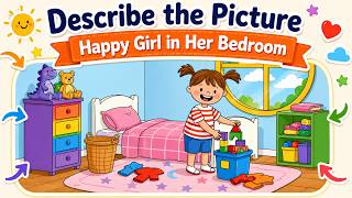 A1 English Speaking Practice | Describing a Picture: Cleaning Her Room