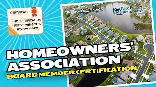 HOA Board Member Certification | Recorded May 27, 2026