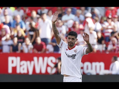 Gol de Banega de penal. Sevilla-Málaga