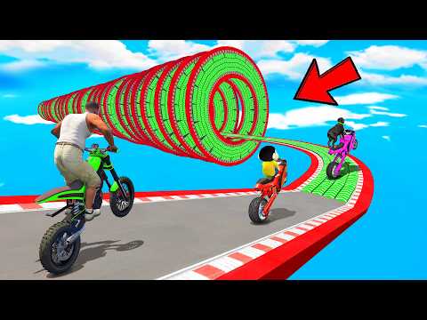 SHINCHAN AND FRANKLIN TRIED THE GIANT SPEED BOOSTER MULTIPLE RINGS ROAD PARKOUR CHALLENGE GTA 5