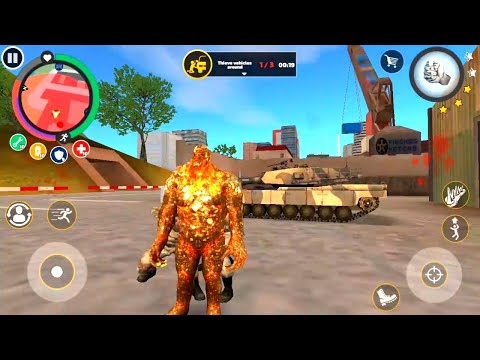 Rope hero vice town game | Mutant stone man big fight military tank | Games on ios android gameplay