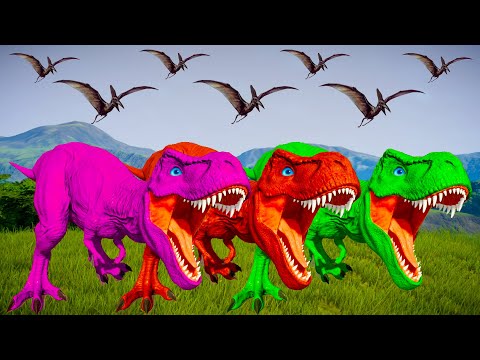 T-REX PACK COLOR vs ALBERTOSAURUS vs GODZILLA vs ALLORAPTOR - Jurassic World Evolution