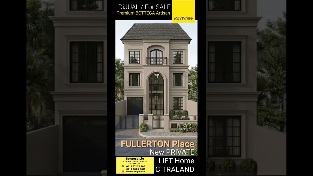 New Private Lift Rumah Baru Fullerton Place Citraland - Granite Prenium Bottega Artisan - Garasi Carport 4 Mobil - Surat SHM Dekat Raffles Garden , Sis , Merlion Danau Citraland