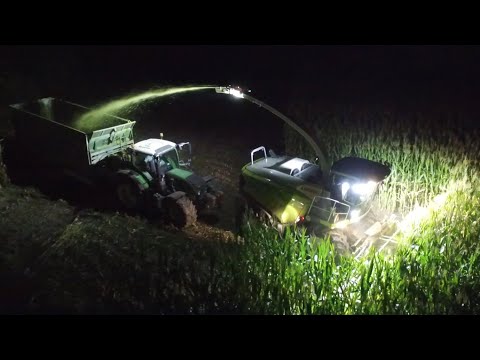 Maisernte 2019 im dunkeln extrem, mit Fendt 724 Vario | Claas Jaguar 970| Valtra t 214