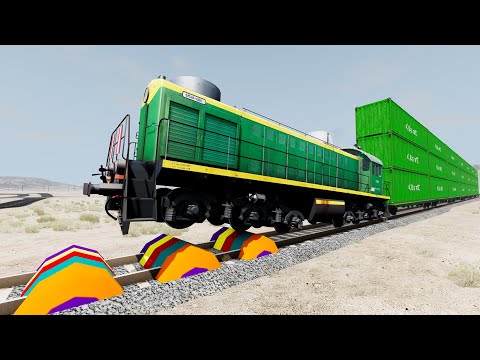 Trains Vs Speed Bumps #44 - Beamng.Drive