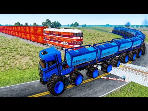 Railway Сrossing Train Сrashes #24 - Beamng drive