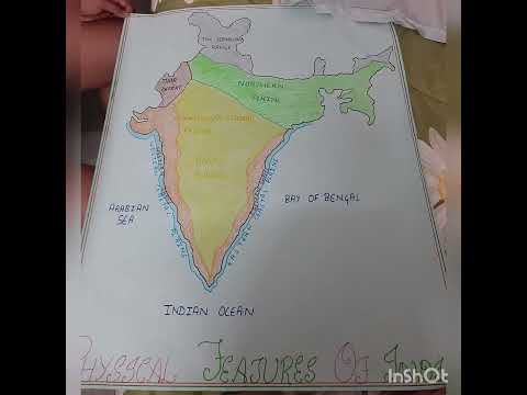 physical features of india on chart|school project |holiday hhw| India map with physical features