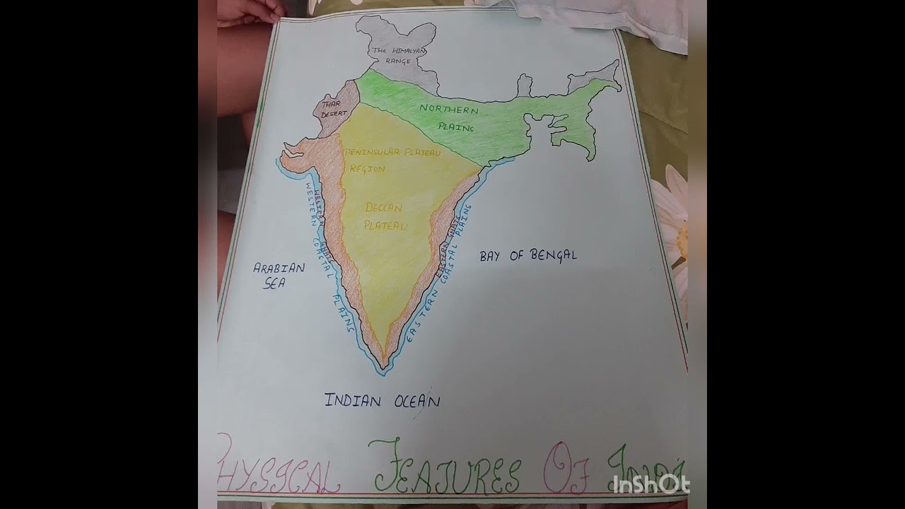 physical features of india on chart|school project |holiday hhw| India map with physical features