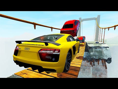 Cars VS LOG BRİDGE #3 Dangerous Crossing - BeamNG Drive