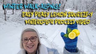 Easy Peasy Lemon Squeeze-y Watercolor Teapot Journal Page & Winter Walk  Along (Process Video)