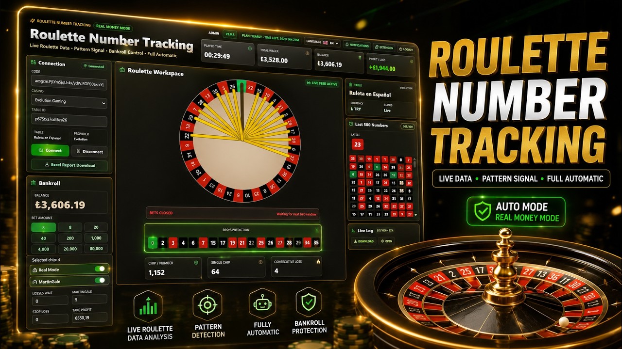 Roulette Number Tracking v2 – Live Roulette Analysis & Auto-Bet Software 1 Roulette Number Tracking v2 Live Analysis Demo