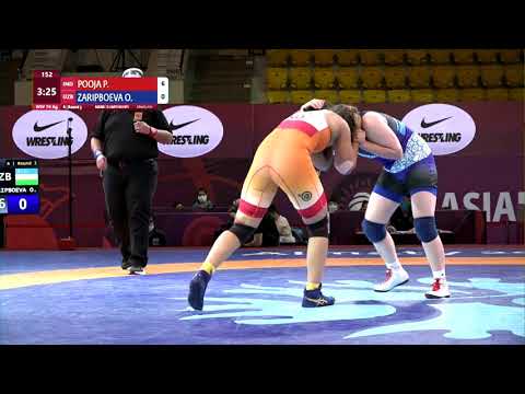 Round 3 WW - 76 kg: P. POOJA (IND) v. O. ZARIPBOEVA (UZB)