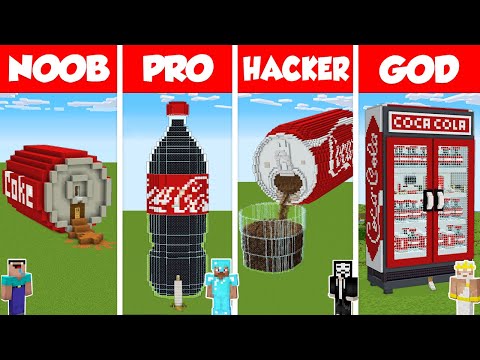 Minecraft COLA TNT HOUSE BUILD CHALLENGE - NOOB vs PRO vs HACKER vs GOD / Animation