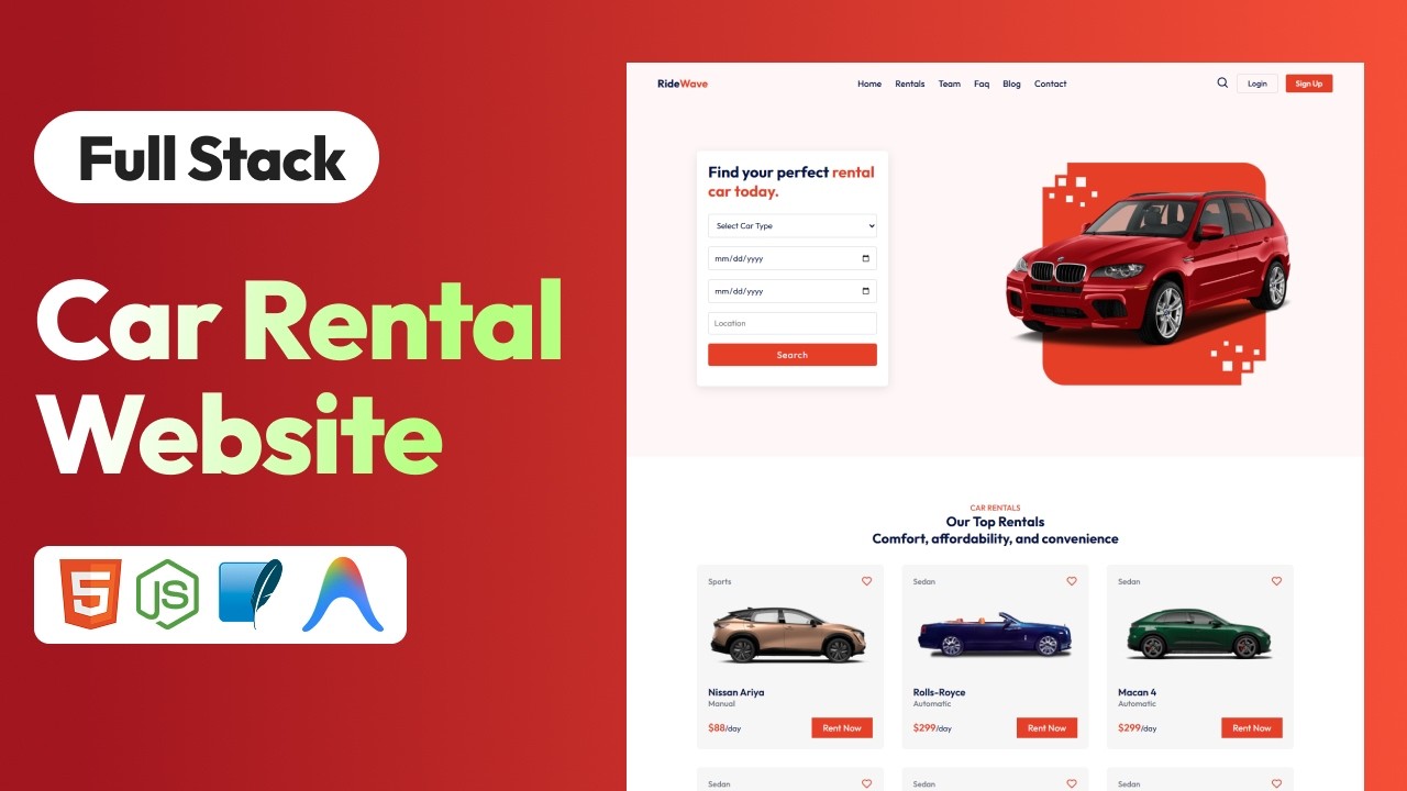 Make a Full Stack Car Rental Website Using NodeJS, SQLite And Antigravity