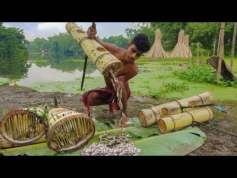 Fishing - Unique Fish Trapping Pipe By Banana Trunk & Thorns - New Way Of Catching Country Fish Video