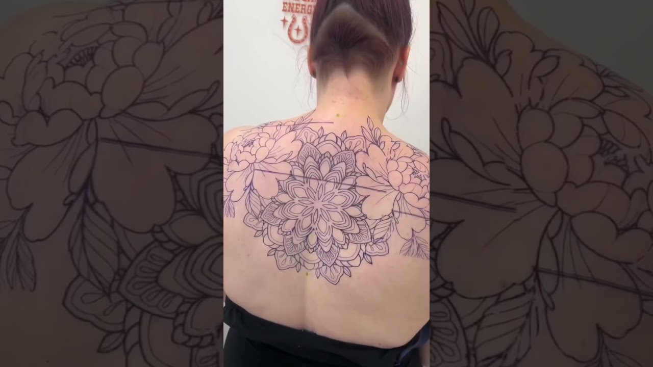 🌸 Incredible Mandala & Floral Upper Backpiece By Coupstattoo #tattuba #shorts #tattooartist #inked