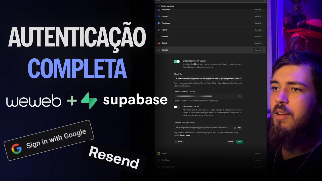 Autenticação Completa Supabase com  WeWeb - Login com Google, Reset de Senha, Configuração de SMTP
