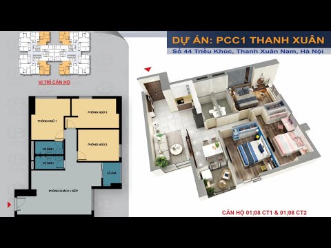 Căn hộ mẫu 3 phòng ngủ 81.5m2 tại chung cư PCC1 Thanh Xuân | Dự án đã bàn giao căn hộ và sổ hồng