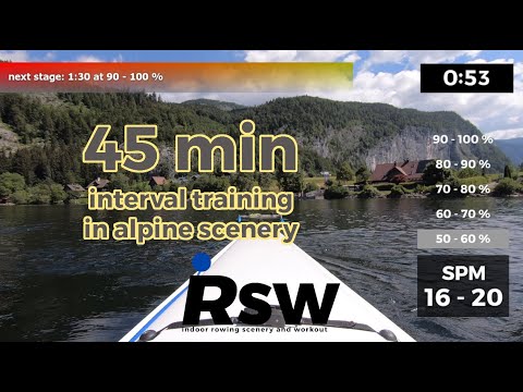 (20.04) 45 minute interval training - 3 races - NO music - alpine scenery - rowing machine
