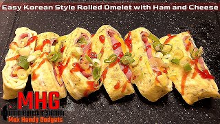Easy Korean Style Rolled Omelet with Ham and Cheese
