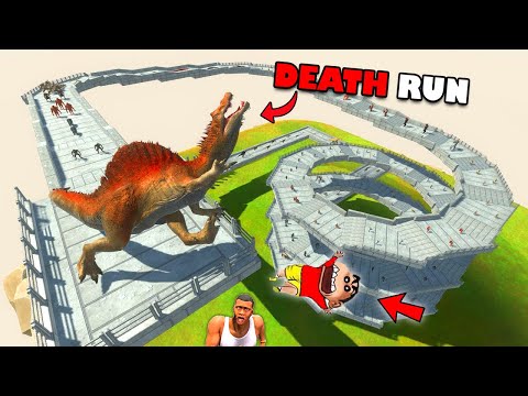 SHINCHAN FUNNY 😂 DEATH RUN vs CHOP and AMAAN in Animal Revolt Battle Simulator Hindi WHO CAN PASS ?