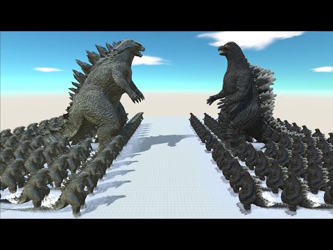 ALL HEISEI GODZILLA DEATH FALL VS ALL GODZILLA 2014 DEATH RUN - Animal Revolt Battle Simulator