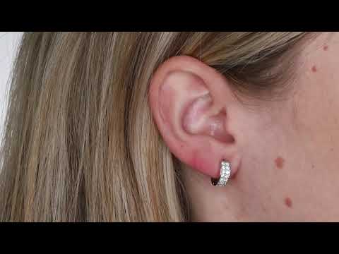 9ct Yellow Gold Double Row Cubic Zirconia Huggies - 12mm