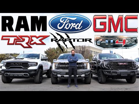 2023 Ram TRX vs Ford Raptor vs GMC Sierra AT4X: The Ultimate Pickup Truck Showdown!