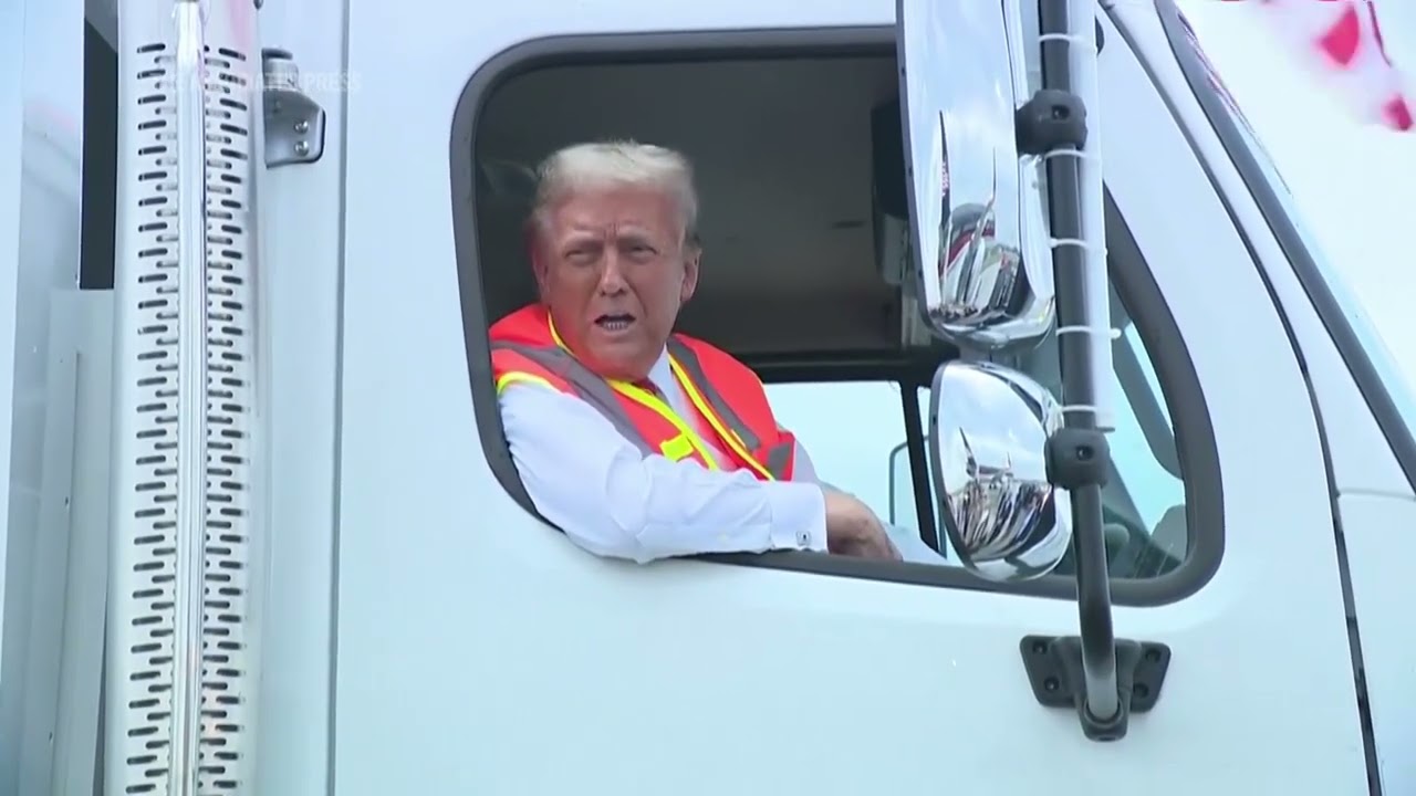 Donald Trump boards garbage truck to draw attention to Biden's remark