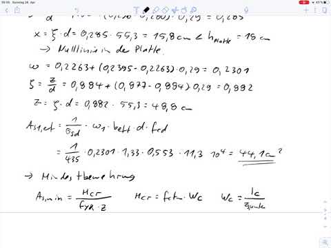 Massivbau 1 – Beispiel 9 Biegebemessung Plattenbalken mit Nulllinie in der Platte (Teil 2)