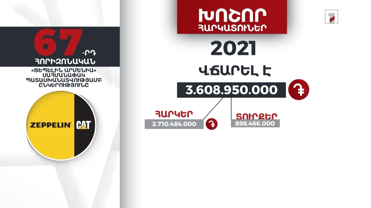 «Ցեպելին Արմենիա» ընկերությունը 2021-ին վճարել է 3 մլրդ 608 մլն դրամ հարկեր և տուրքեր