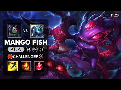 Mango Fish Fizz Mid vs Akali - CN Challenger - Season 11 Patch 11.20