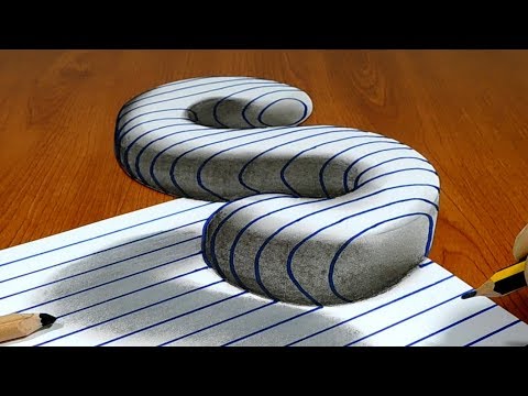 3D Trick Art On Line Paper, Floating Letter S