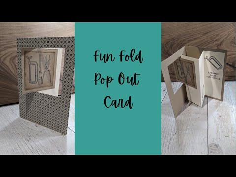 How to make a pop-out fun fold card, using Vintage Tools stamps, inspired by Sharon Armstrong