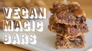 Vegan Seven Layer Magic Cookie Bars with Easy Homemade Vegan Coconut Caramel