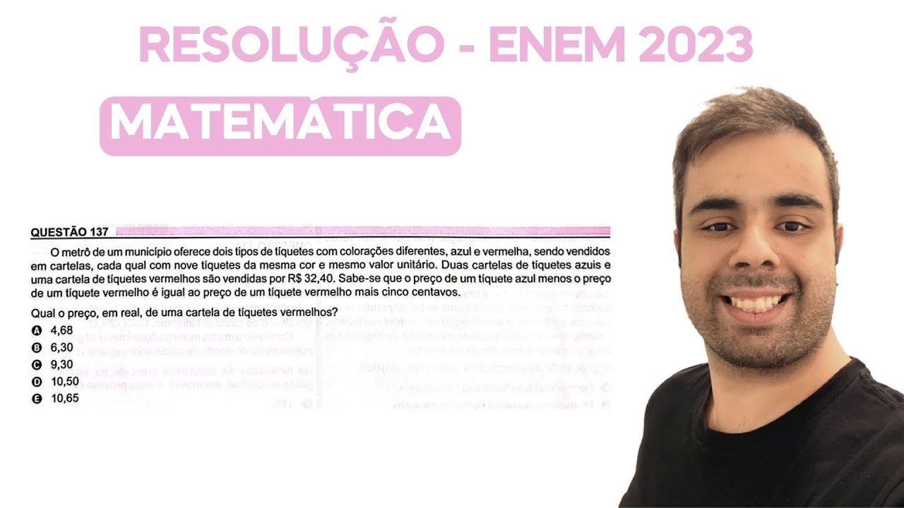 ENEM 2023 - O metrô de um município oferece dois tipos de tíquetes com colorações diferentes, cada