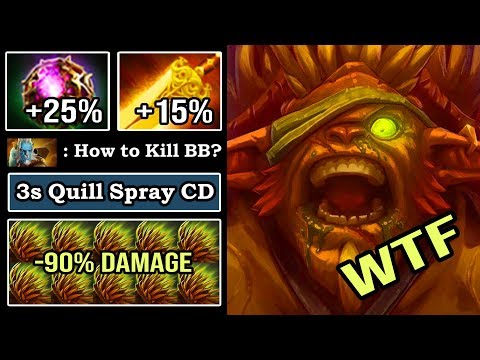 WTF CAN'T KILL -90% Damage 3s Quill Spray CD 40% Spell Lifesteal Bristleback Vs PL illusion DotA 2