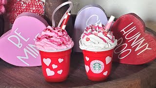 MINI STARBUCKS CUPS - Easy DIY Valentine Tiered Tray Decor Idea - Valentine Gift For Coffee Lover