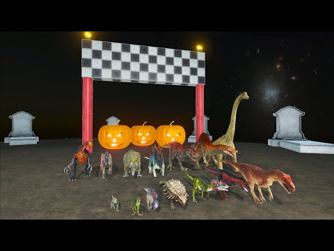 SPEED RACE ALL DINOSAURS HALLOWEEN - Animal Revolt Battle Simulator