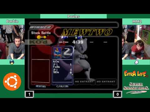 Melee @ Extra Life Café S2E6 - Barbie (C. Falcon) vs. MM2 (Mewtwo) - Poules