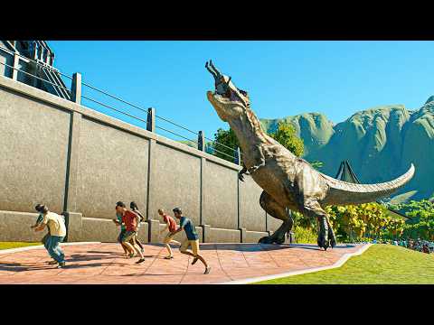 SCORPIOS REX v T-REX v INDOMINUS REX v INDORAPTOR Battle and Escape - Jurassic World Evolution 3