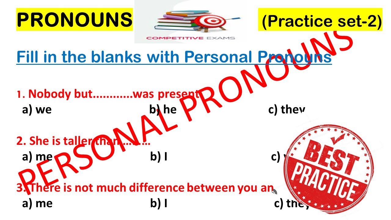 Personal Pronouns| Practice Sheet-2 | Fill In The Blanks With Correct Pronoun| Pronoun | Worksheet