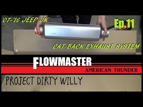 Jeep JK Flowmaster American Thunder Cat back Exhaust Install, Review & Sound! PDW Ep.11