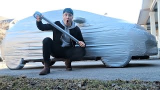INSANE DUCT TAPE CAR PRANK! (200+ ROLLS)
