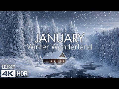 COZY WINTER WONDERLAND 4K ❄️ Falling Snow & Relaxing Music for Stress Relief