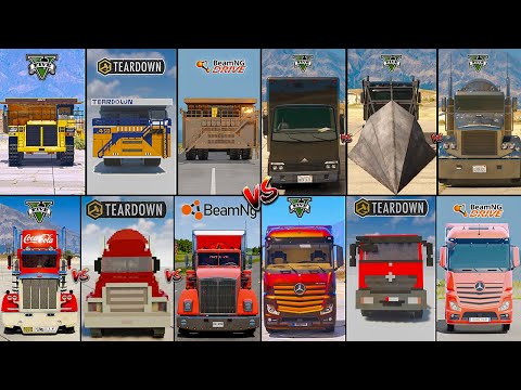 GIANT DUMP TRUCK VS SEMI VS RAMP VS ACTROS TRUCK IN TEARDOWN VS BEAMNG - WHICH IS BEST ?