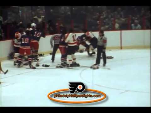 Feb 6, 1975 John Bednarski vs Davd Schultz New York Rangers vs Philadelphia Flyers