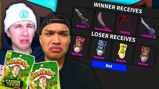 EVERY TIME WE LOSE WE EAT A WARHEAD.. 1v1 GODLY BET! *EXTREME SOUR*