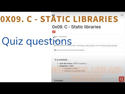 0x09. C - Static libraries; ALX: Quiz questions